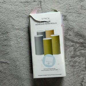 Core Innovations 5 Pack Metallic Adhesive Thermal Paper‎ Rolls Gold Silver